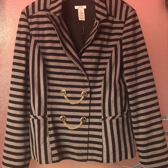 Boutique Nautical Anchor Button Statement Blazer Jacket Cache Boutique 10 Trendy